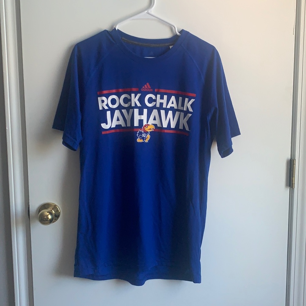 Men’s KU adidas tee. Size L